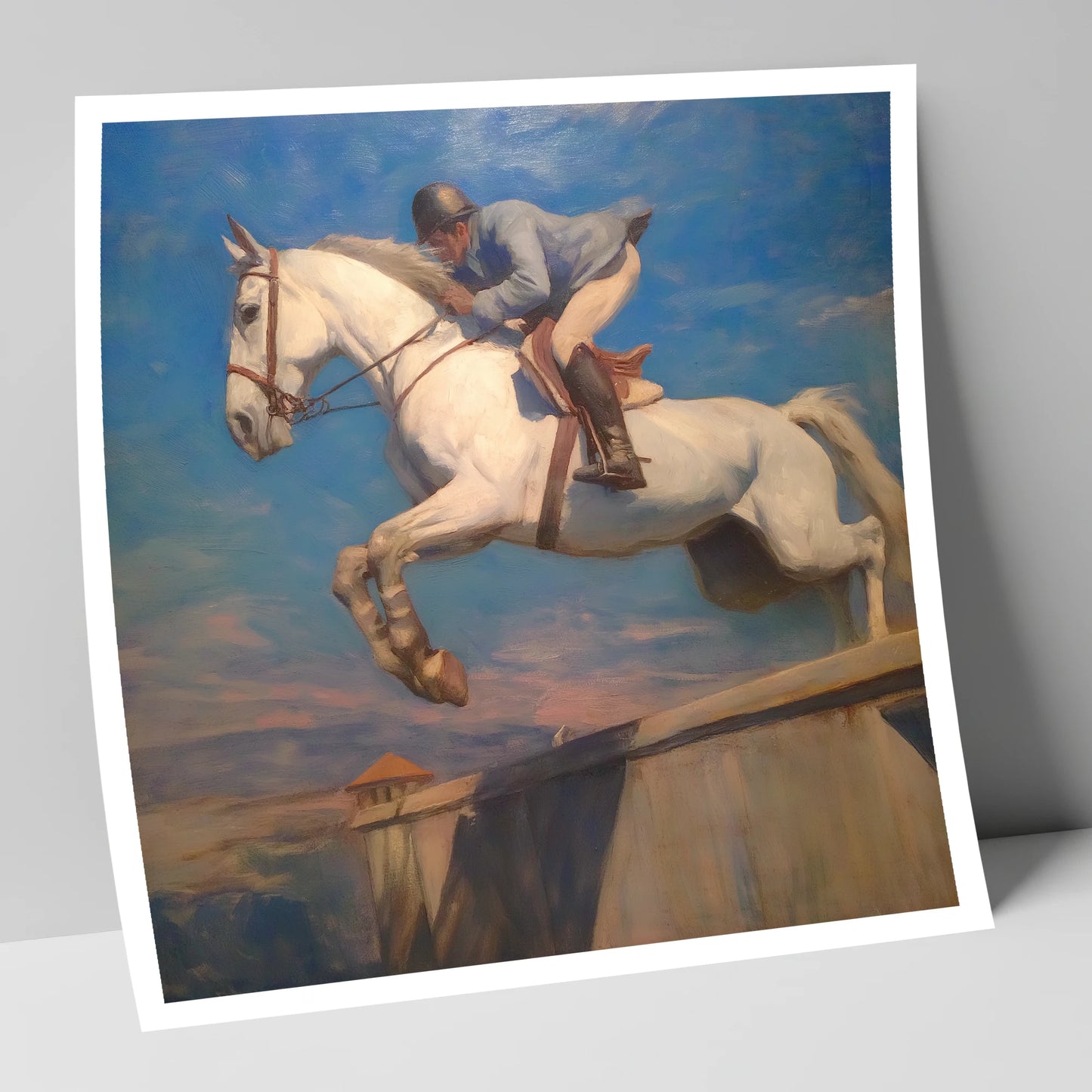 Flight Over the Wall show jumping horse art print