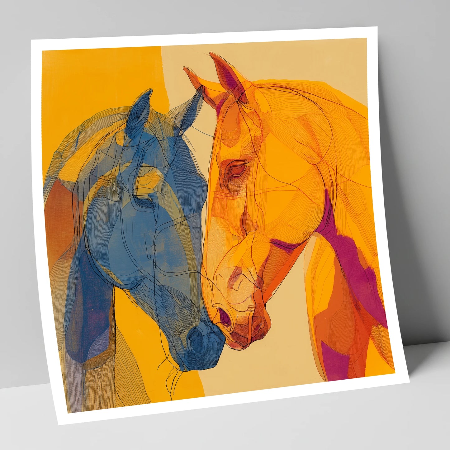 Cobalt and Amber Bond horse portrait art print