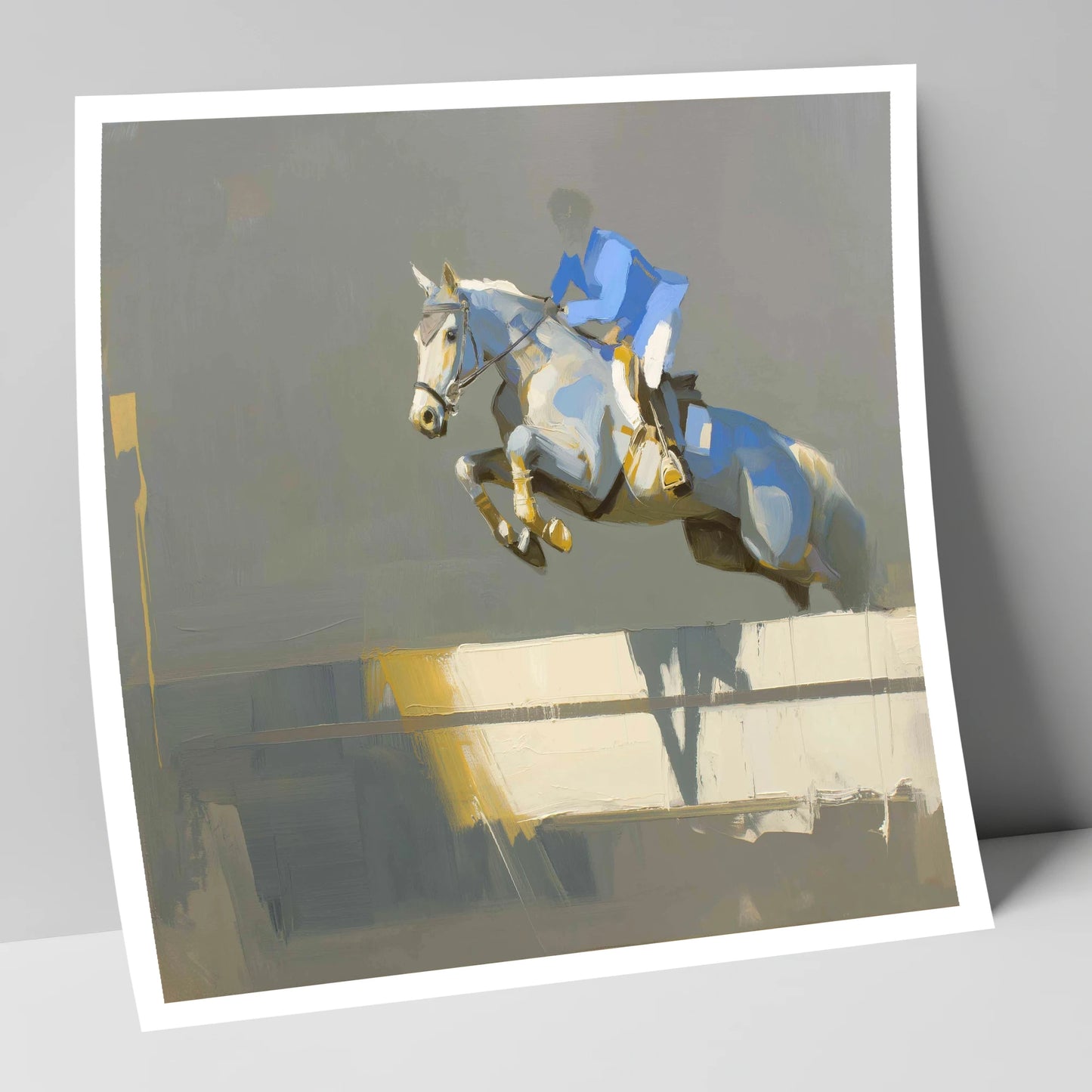 Ascent in Blue show jumping horse art print