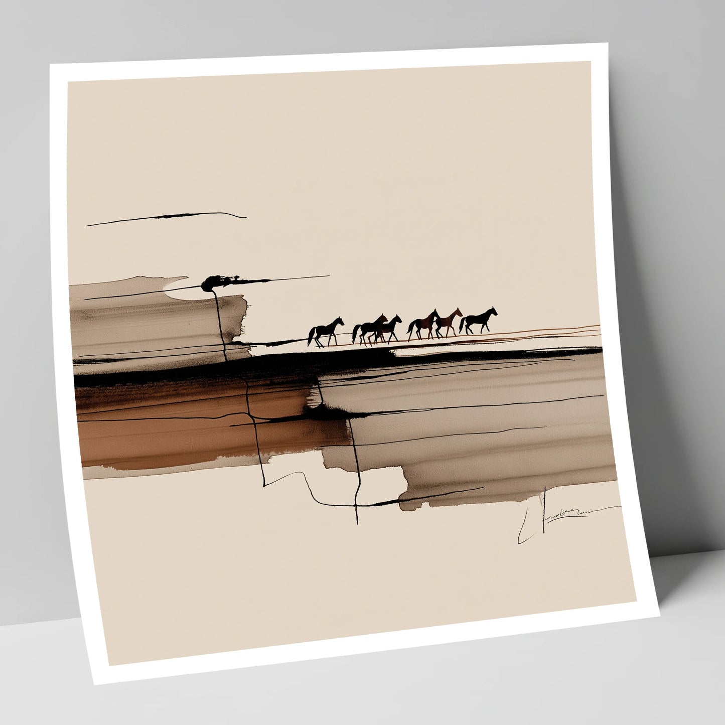The Distant Herd horse landscape art print