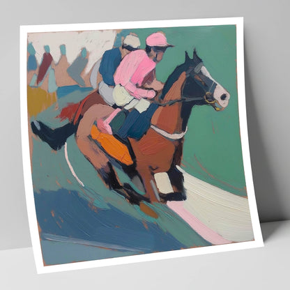 The Leading Edge in Rose racing horse art print