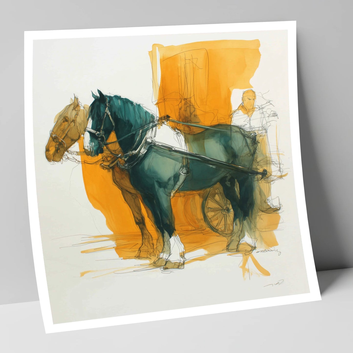 Harnessed in Amber working horse art print