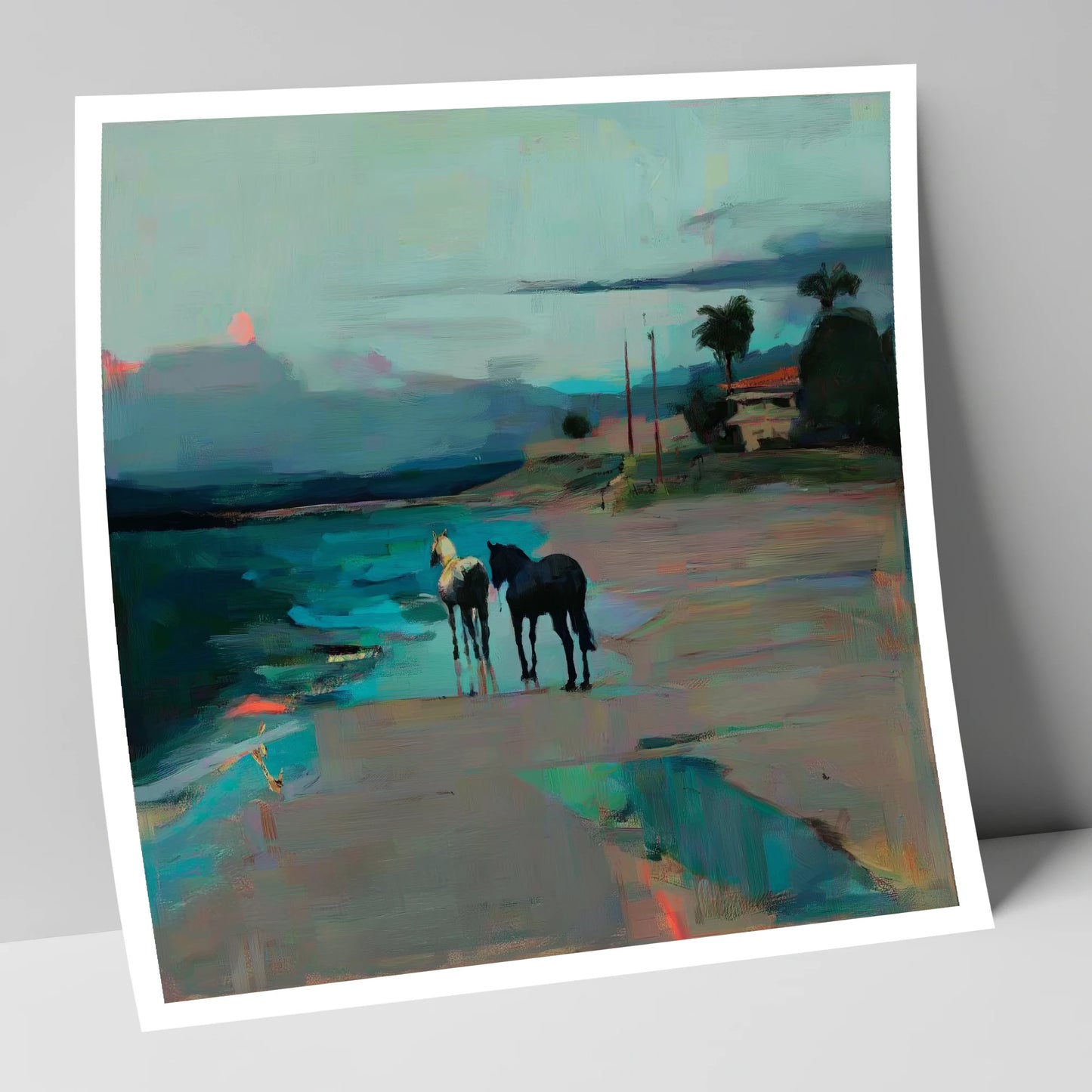 Dusk on the Shoreline horse landscape art print