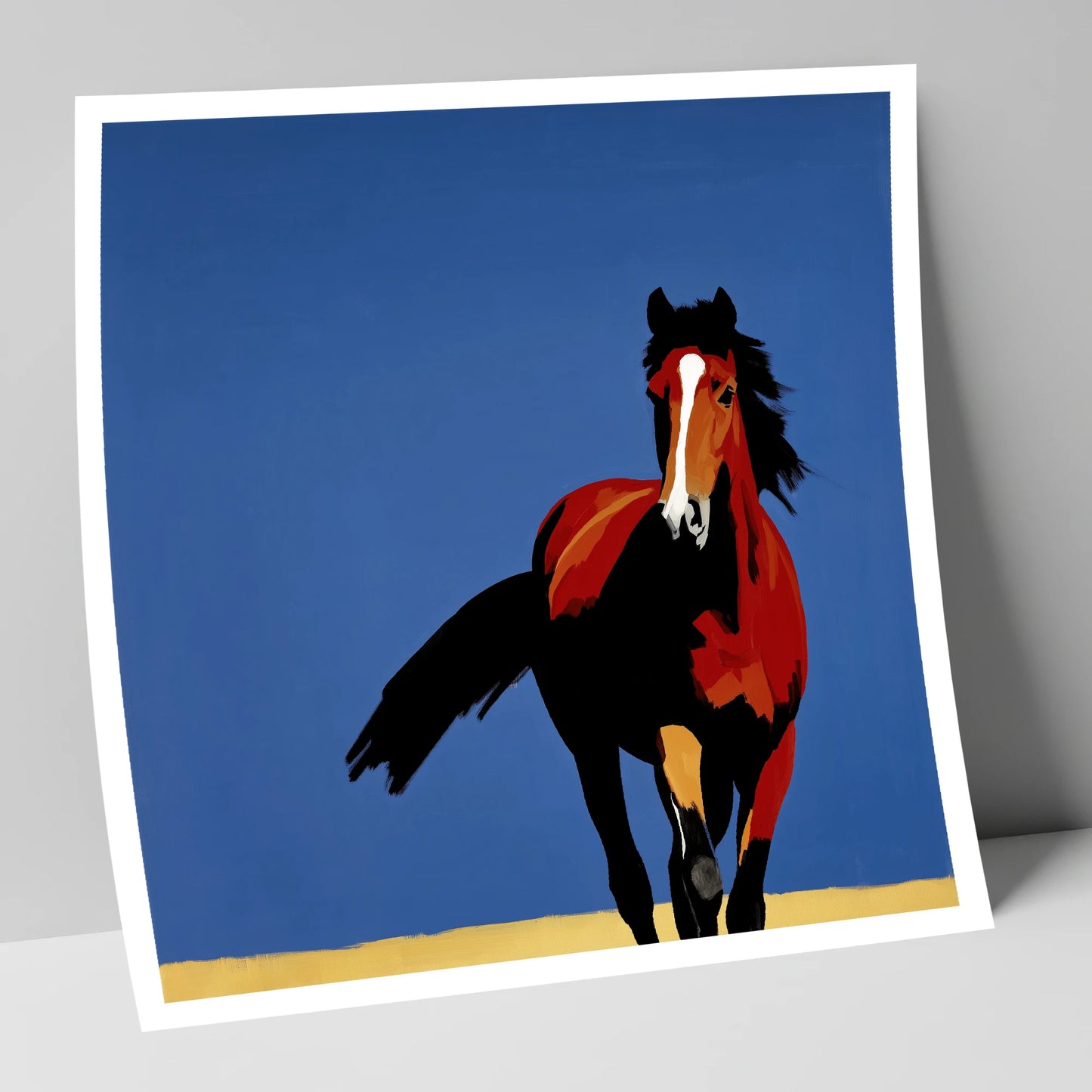 Striking Cobalt Bay horse portrait art print