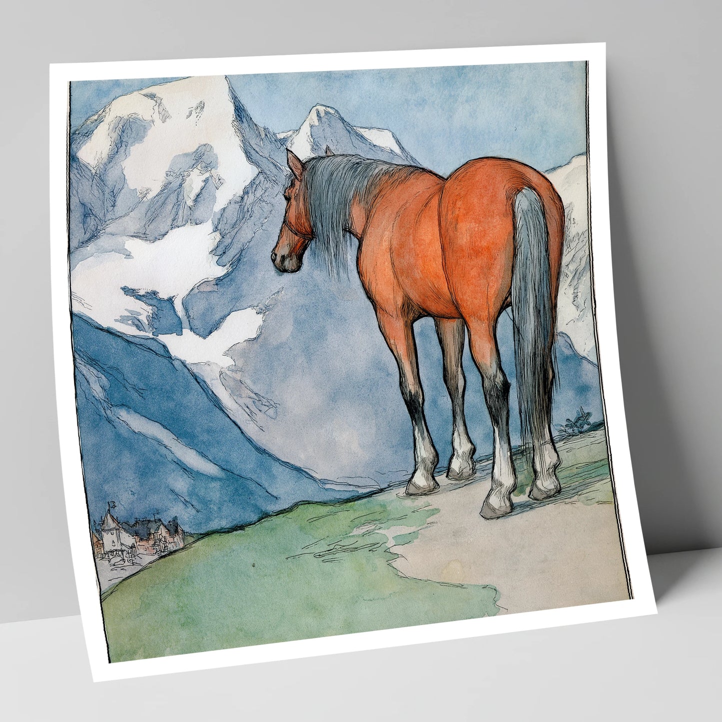 The Mountain Sentinel horse landscape art print