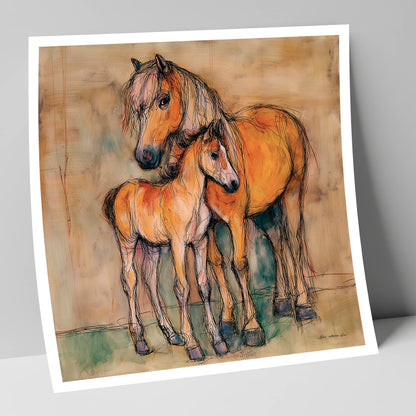 Tender Earth Bond mare & foal art print