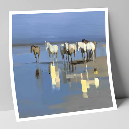 Reflections in Blue wild horses art print
