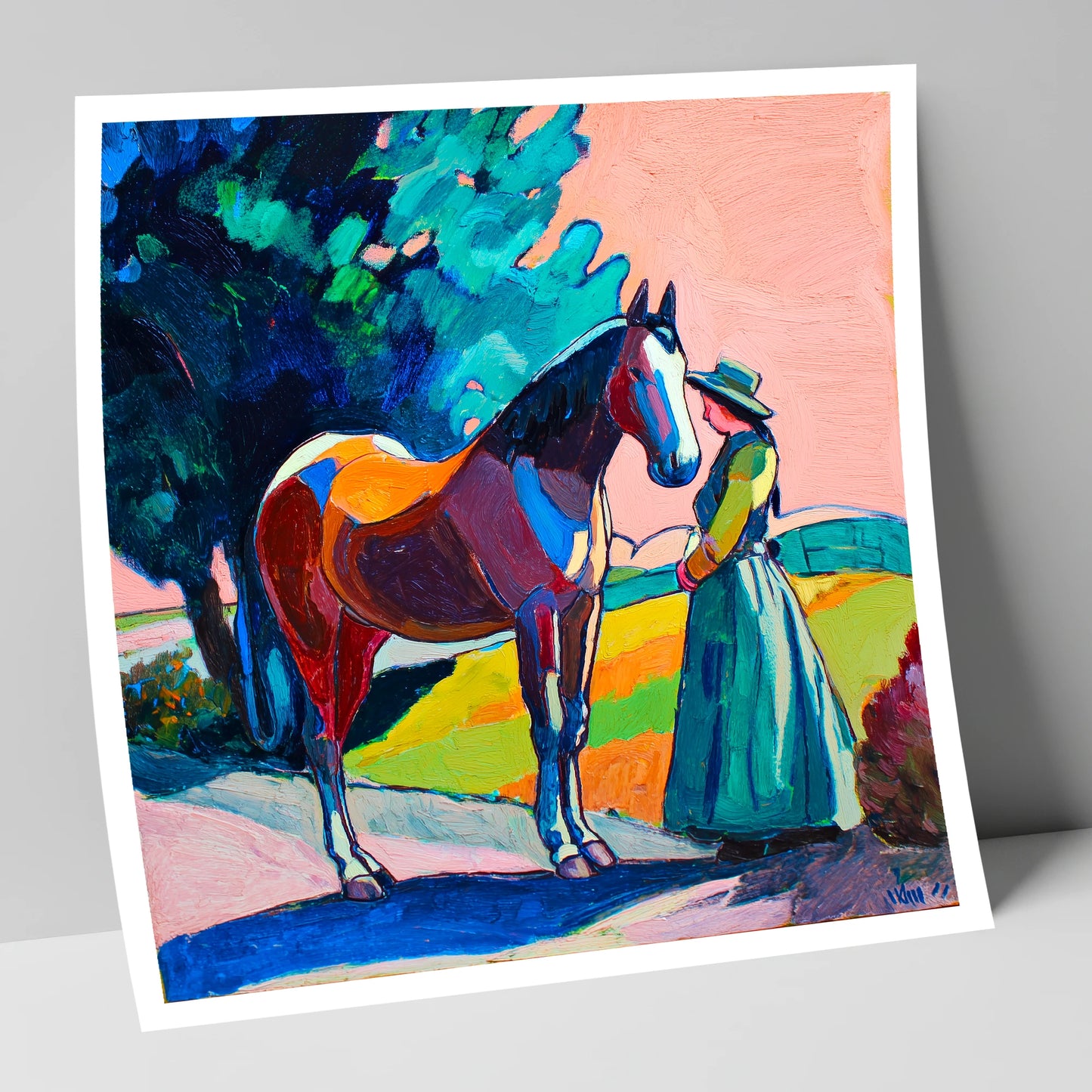Painted Bond horse & rider art print
