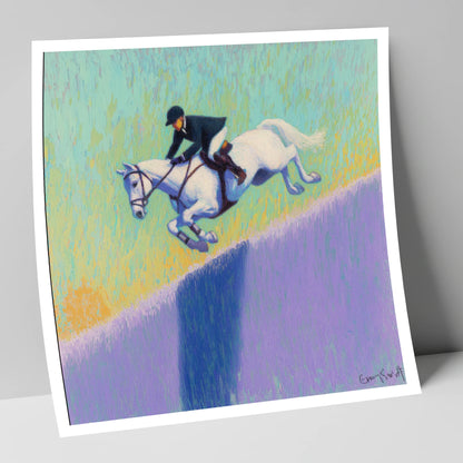 Flight Over Lavender show jumping horse art print