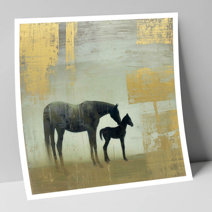 Gilded Maternal Bond mare & foal art print