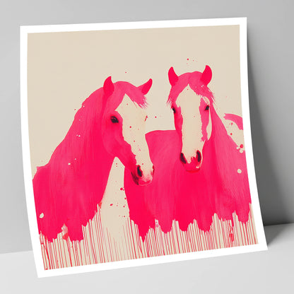 Vivid Magenta Pair horse landscape art print