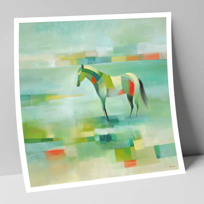 Emerald Beach Mosaic beach horse art print