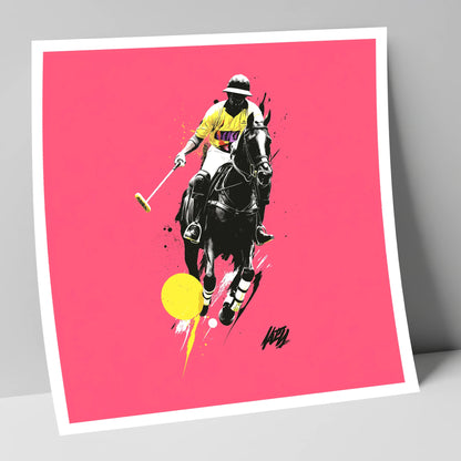 Magenta Chukka polo horse art print