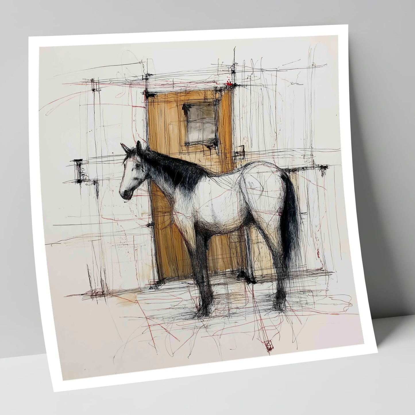 Waiting At The Stable Door horse stable art print
