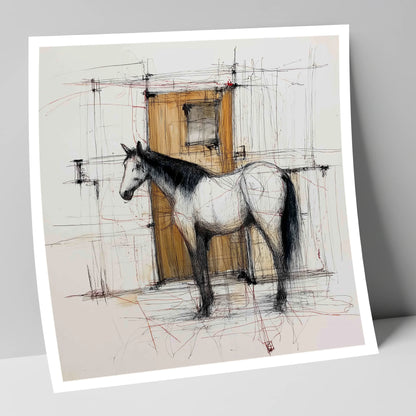 Waiting At The Stable Door horse stable art print