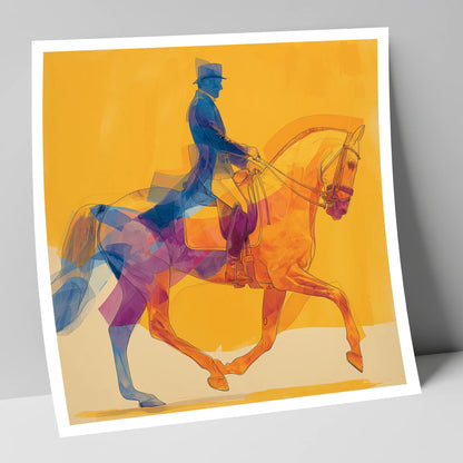 Cobalt and Gold Passage dressage horse art print