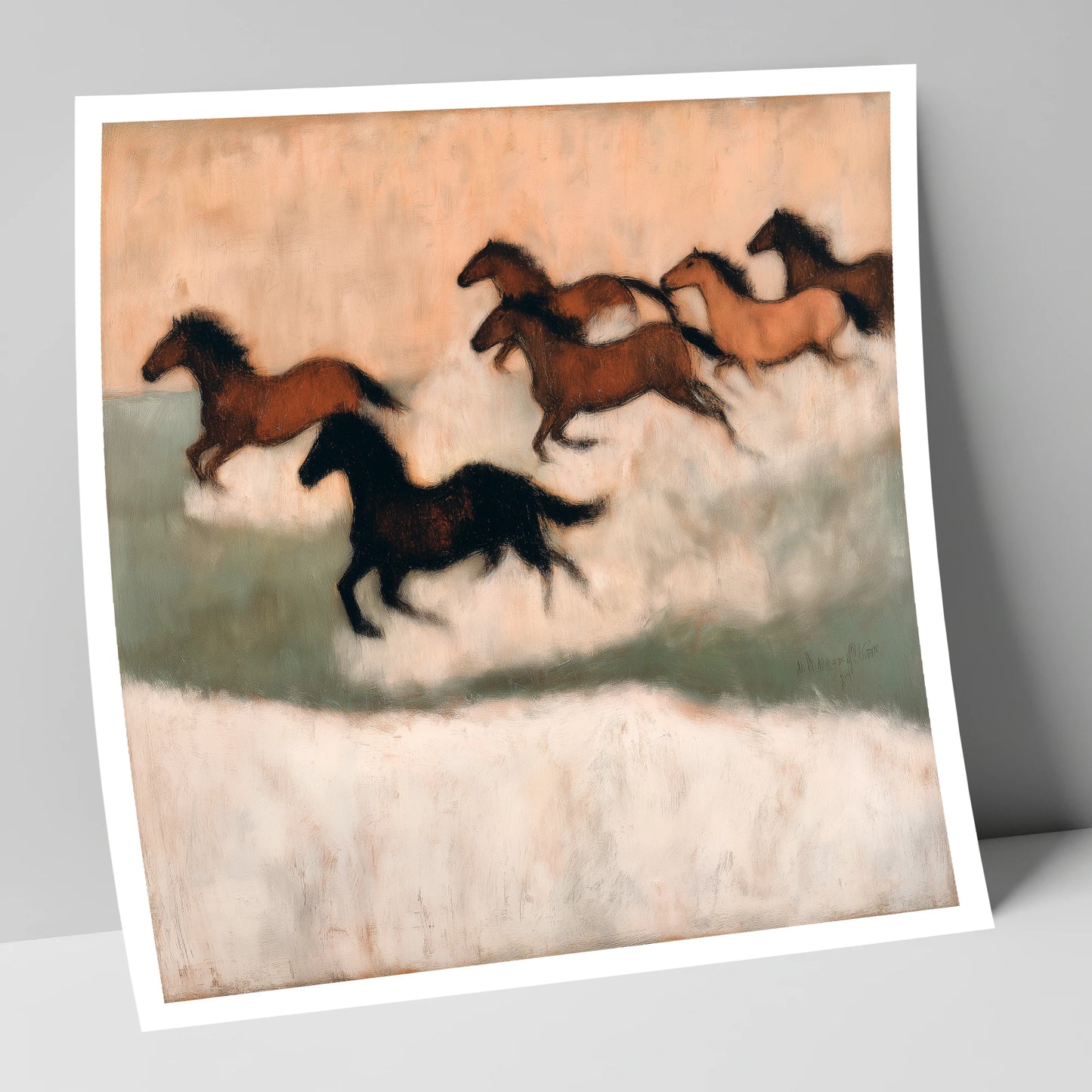 Through the Winter Haze wild horses art print