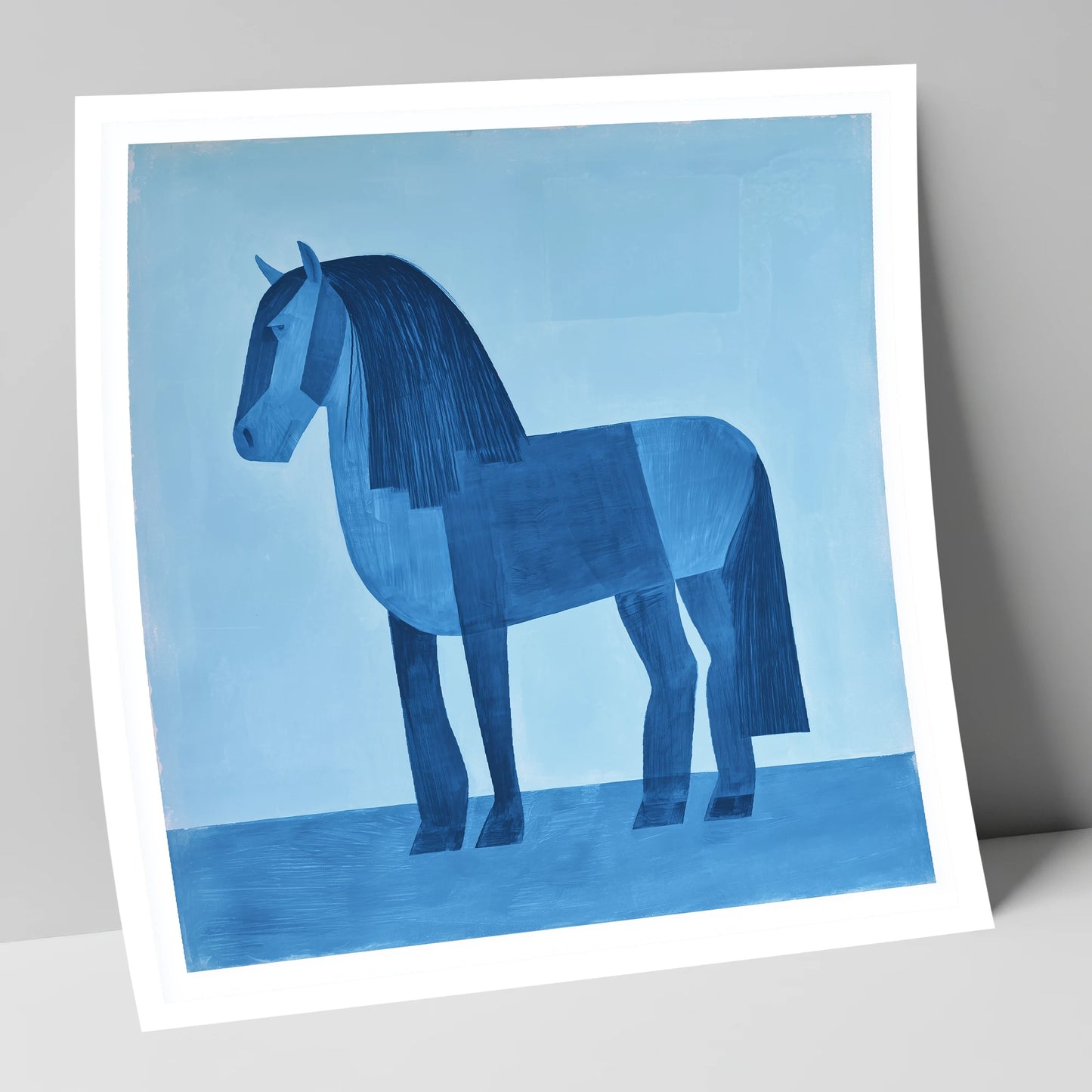 Geometric Blue Heavy Horse horse breed art print