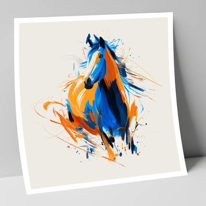 Cobalt and Amber Spirit horse portrait art print
