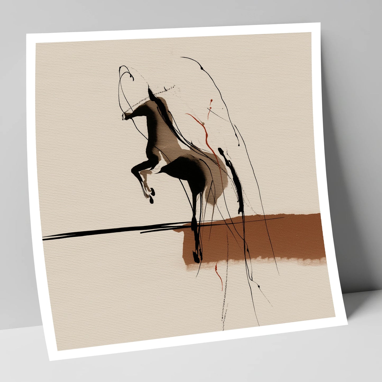 Untamed Sepia Silhouette horse portrait art print