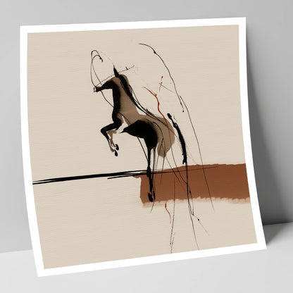 Untamed Sepia Silhouette horse portrait art print