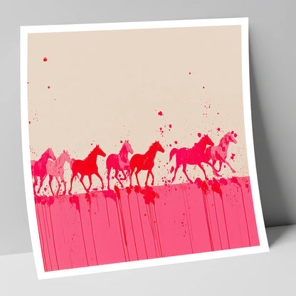 Magenta Motion wild horses art print