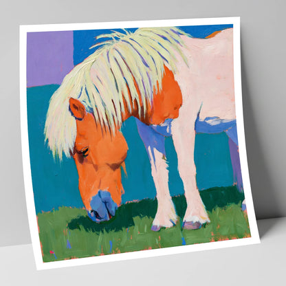 Vibrant Grazing Shetland Pony horse breed art print