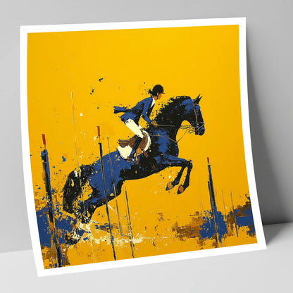 Airborne in Ochre show jumping horse art print