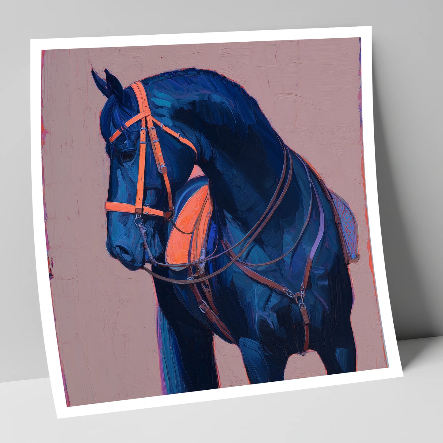 Vibrant Indigo Profile horse breed art print
