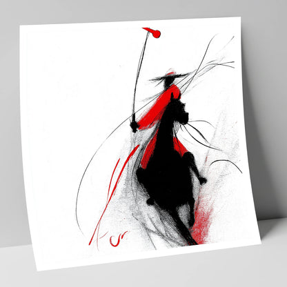 Crimson Polo Strike polo horse art print