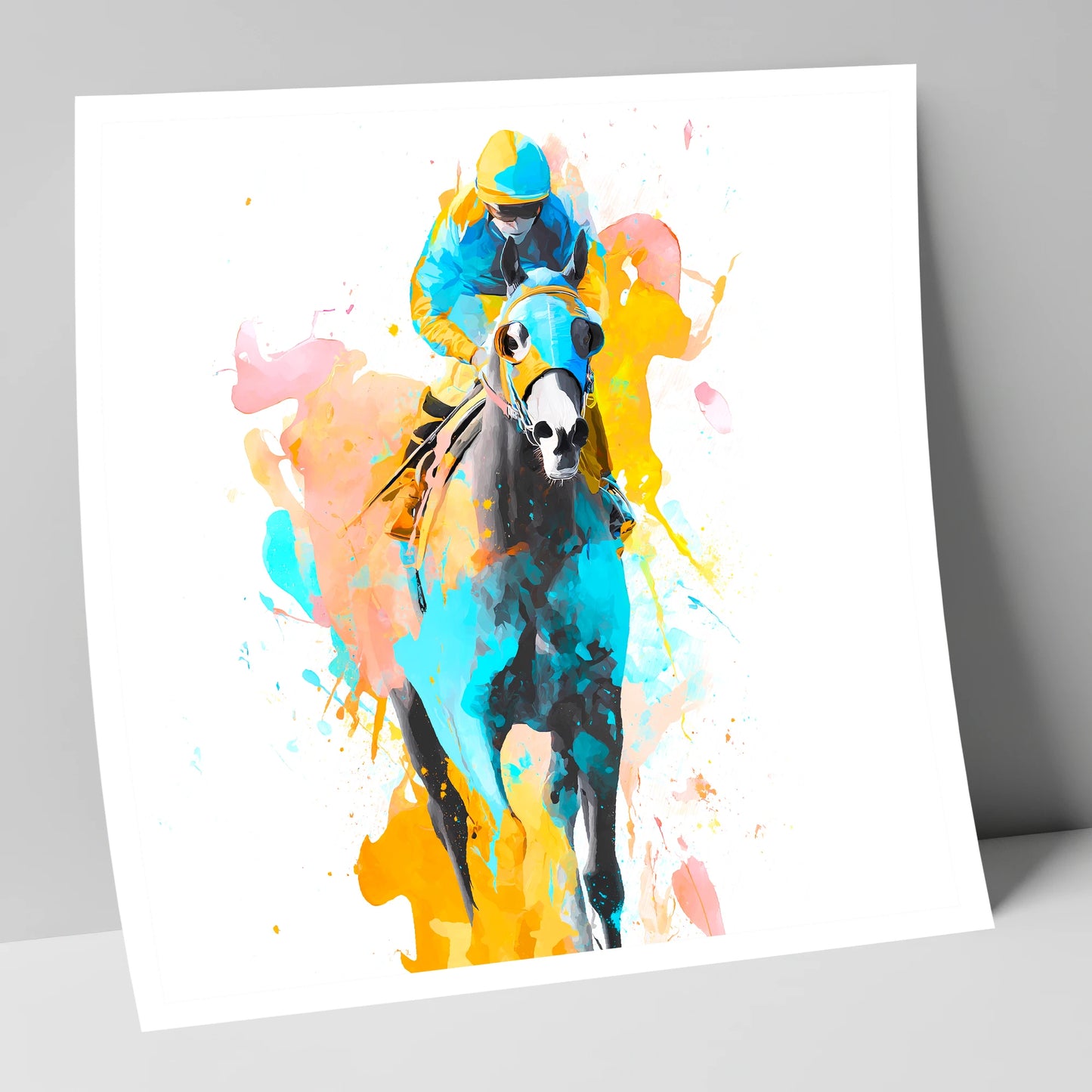 Vibrant Front Runner racing horse art print