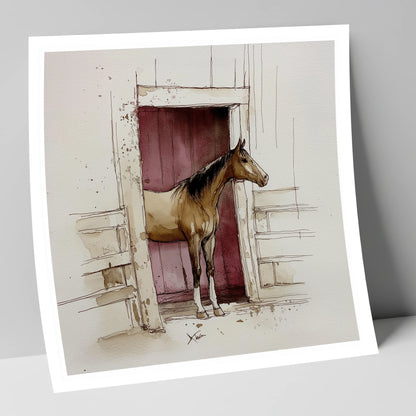 The Plum Doorway horse stable art print