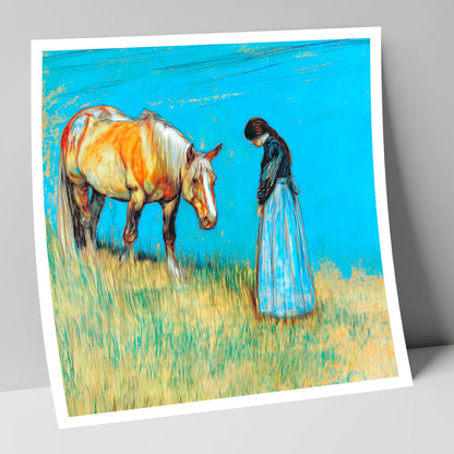 Cerulean Bond horse & rider art print