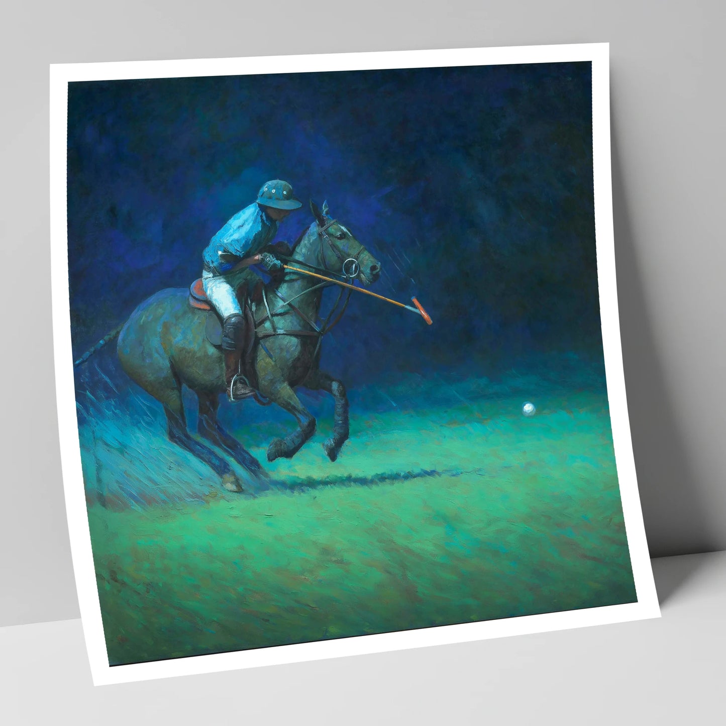 Midnight Chukka polo horse art print