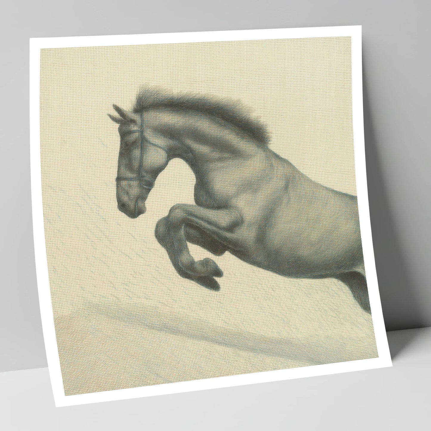 Etched in Flight show jumping horse art print