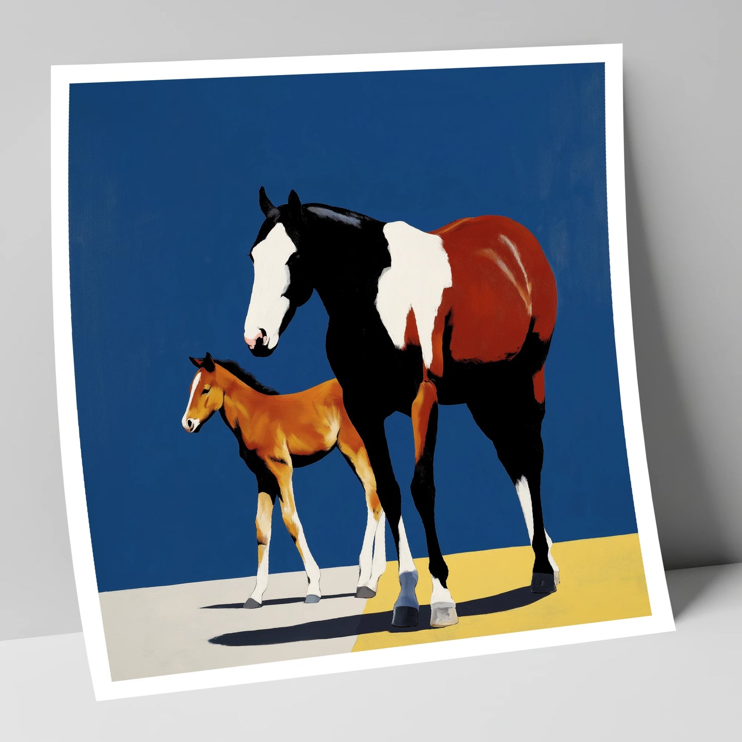 Striking Skewbald Bond mare & foal art print