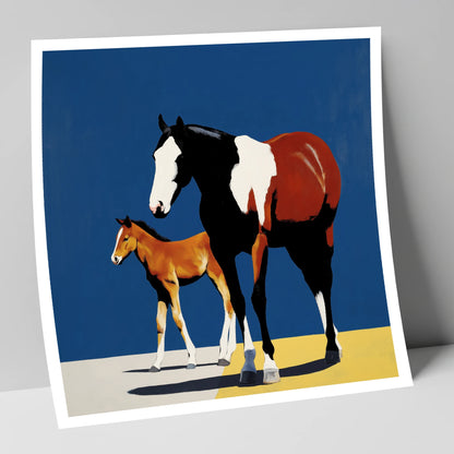 Striking Skewbald Bond mare & foal art print