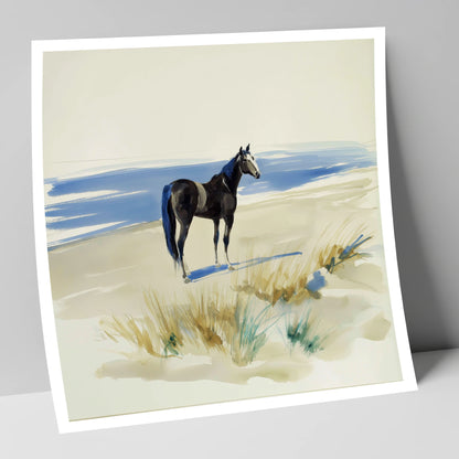 Coastal Silhouette horse landscape art print