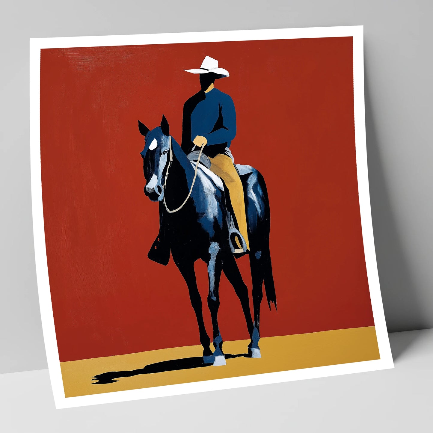 The Crimson Frontier Rider western horse art print