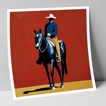 The Crimson Frontier Rider western horse art print