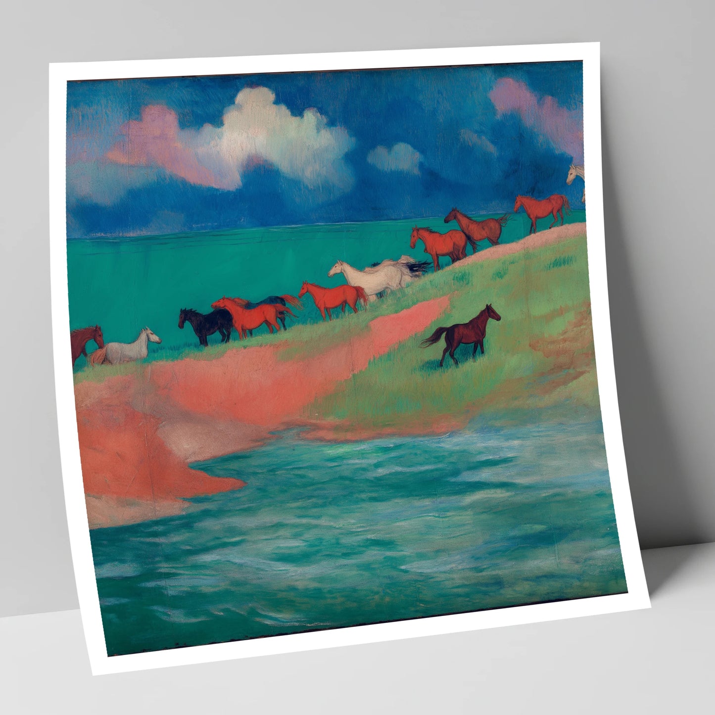 Spirited Coastal Herd wild horses art print
