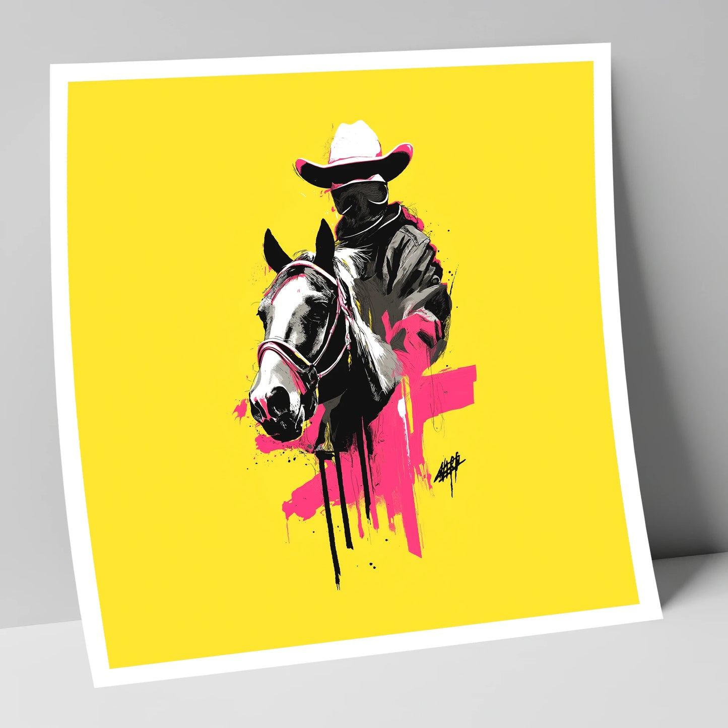 Magenta Western Rider western horse art print
