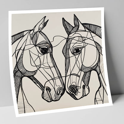 Structural Equine Bond horse portrait art print