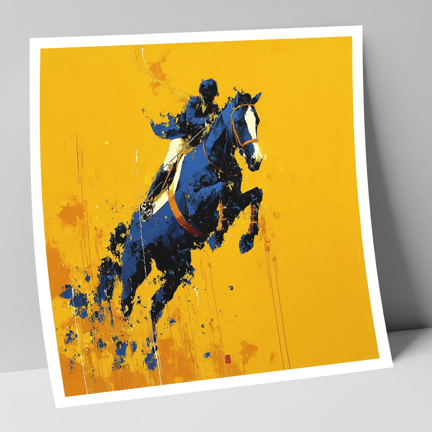 Airborne in Navy show jumping horse art print