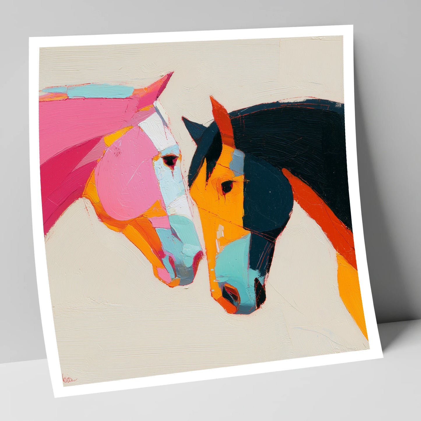 Vibrant Equine Bond horse portrait art print