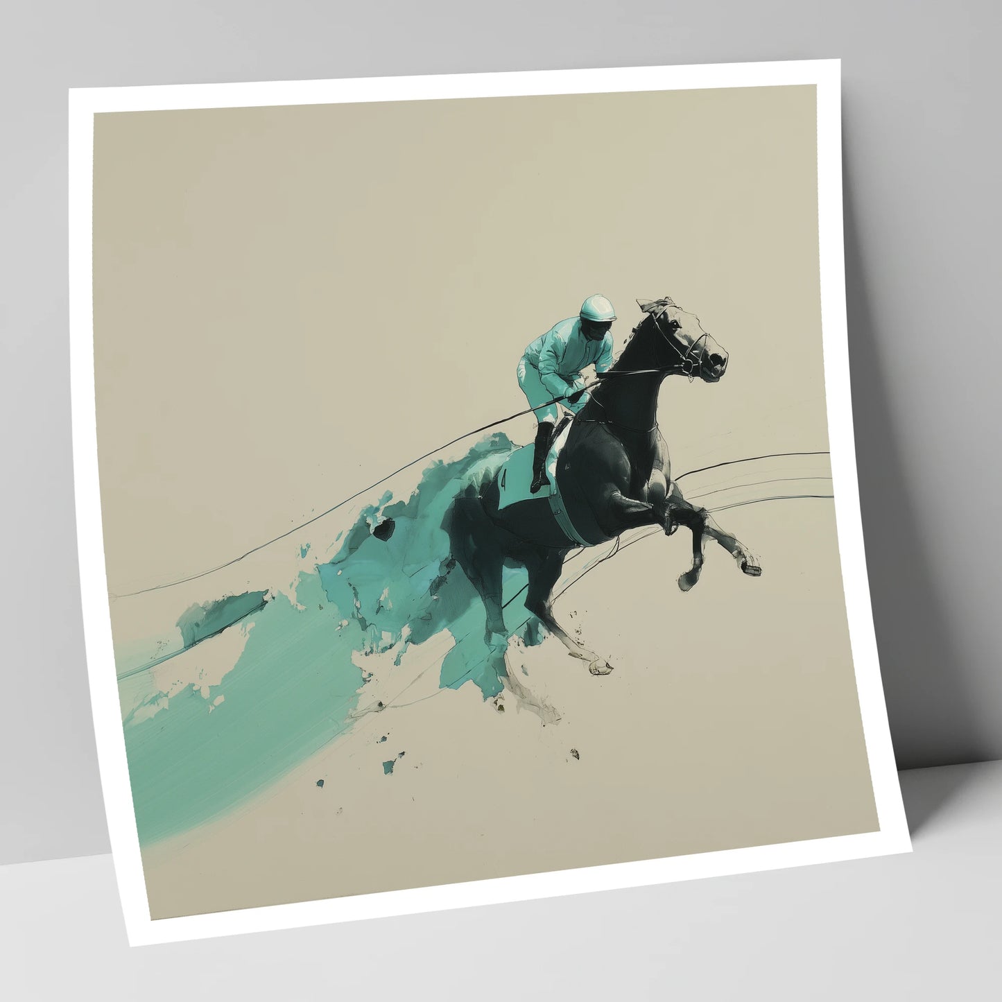 Velocity In Teal racing horse art print