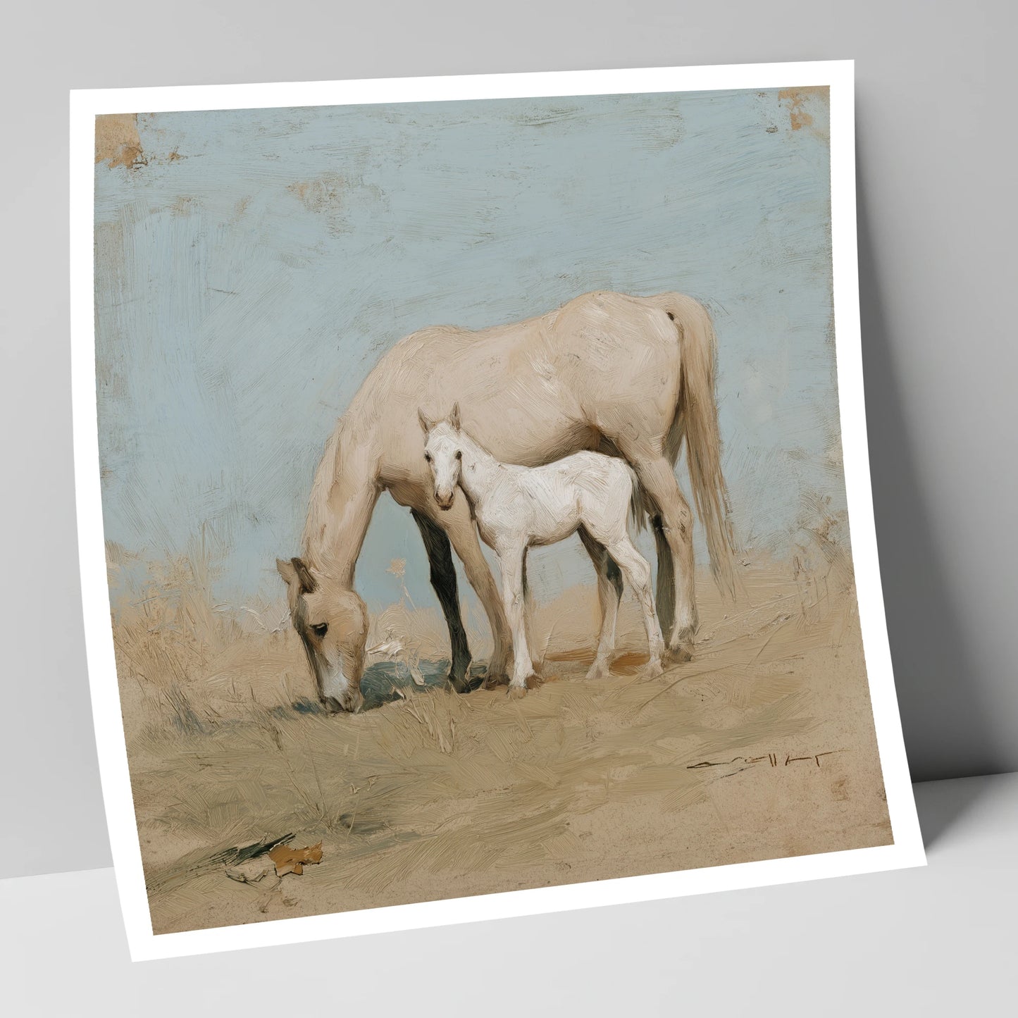 Chalk White Companions mare & foal art print