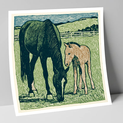 Rustic Pasture Companions mare & foal art print