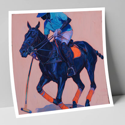 The Indigo Strike polo horse art print