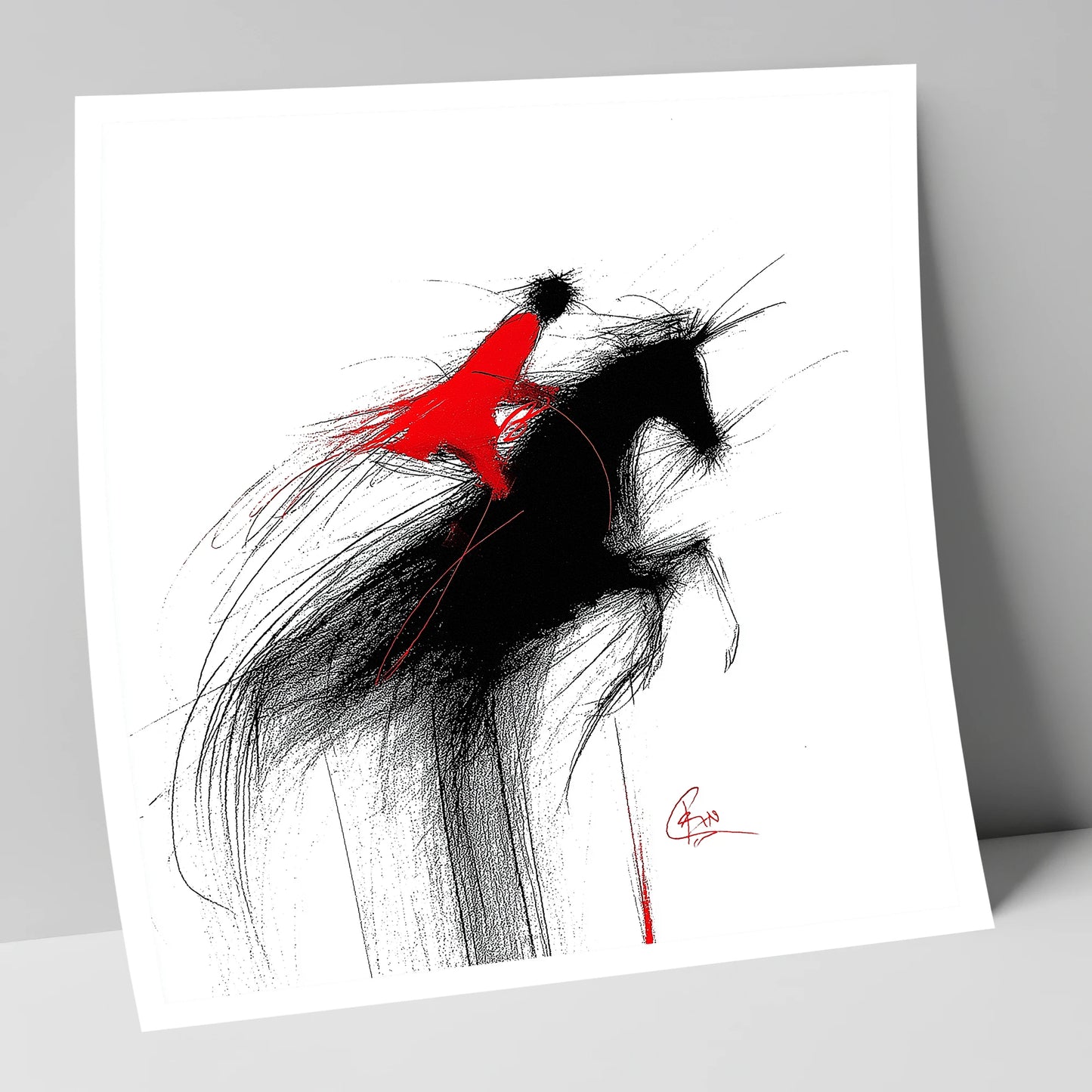 Crimson Flight show jumping horse art print
